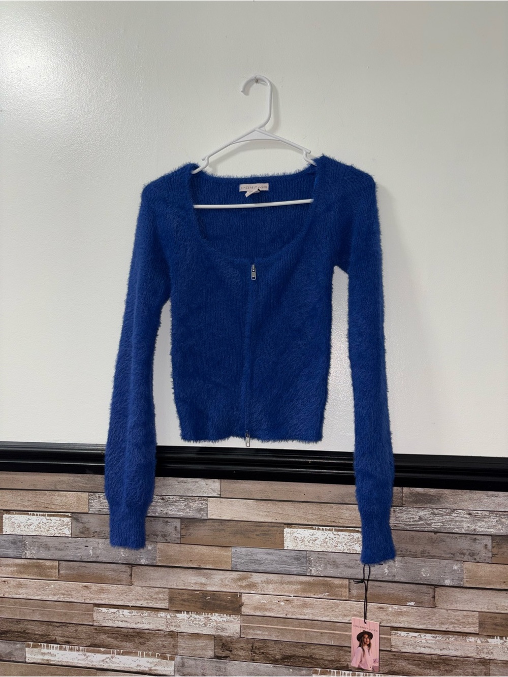 Sincerely Jules Blue Crop Full-Zip Cardigan Size XS NWT